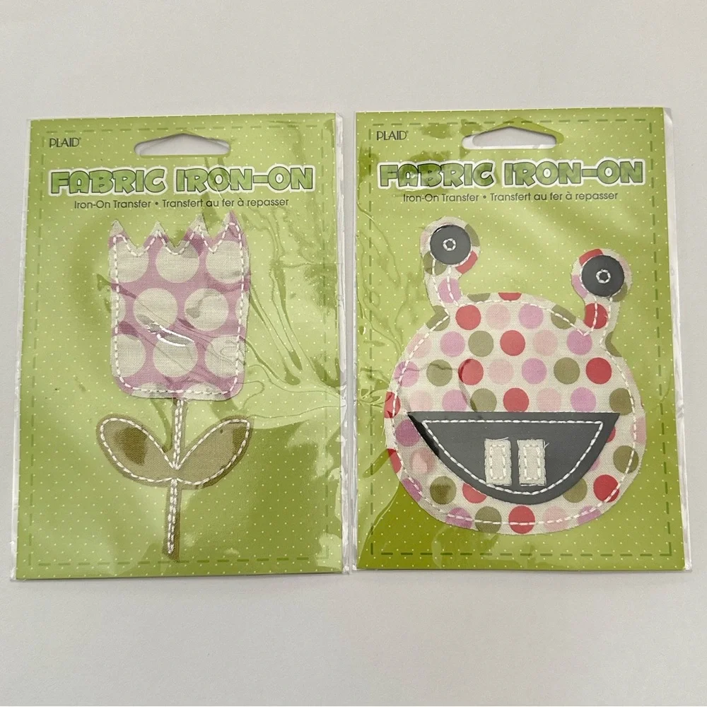 Plaid Brand Fabric Iron-On Transfer 2008 Pink Dot Tulip & Multi Dot Monster